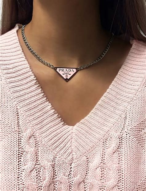 pink prada necklace dupe|prada triangle necklace dupe.